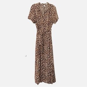 H&M Leopard Print Button-down Belted Shirt Dress